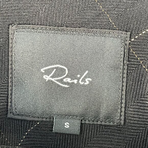 Rails Womens Small Eloise Ebony Tinsel Black Button Up Blouse Long Sleeve Shirt - Picture 4 of 11